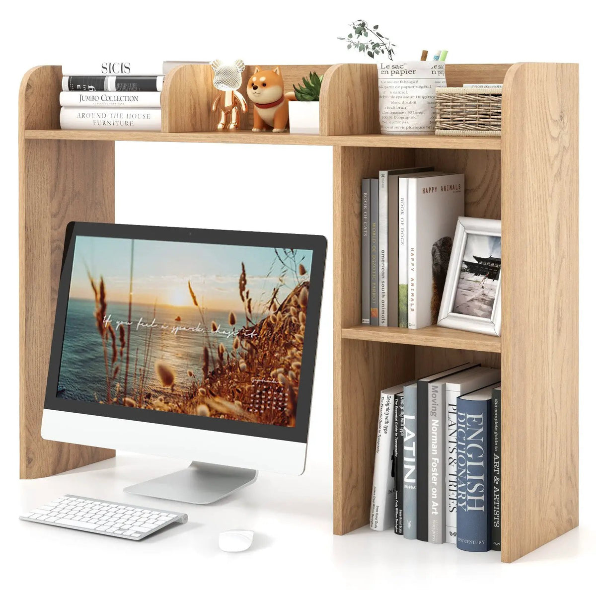 3-Tier Multipurpose Desk Bookshelf with 4 Shelves, photo 9 of 13