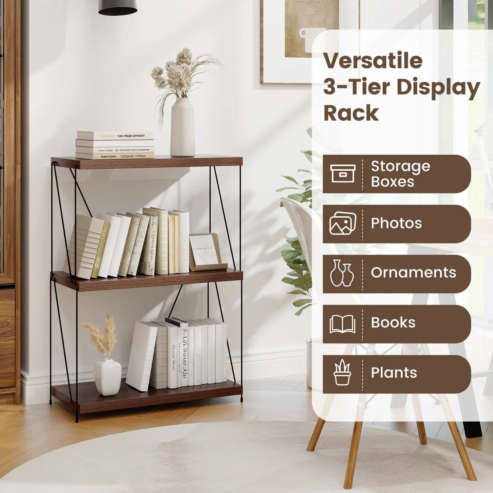 2/3/4/5-Tier Multipurpose Display Rack with Metal Frame-34 inches by DirectDeals
