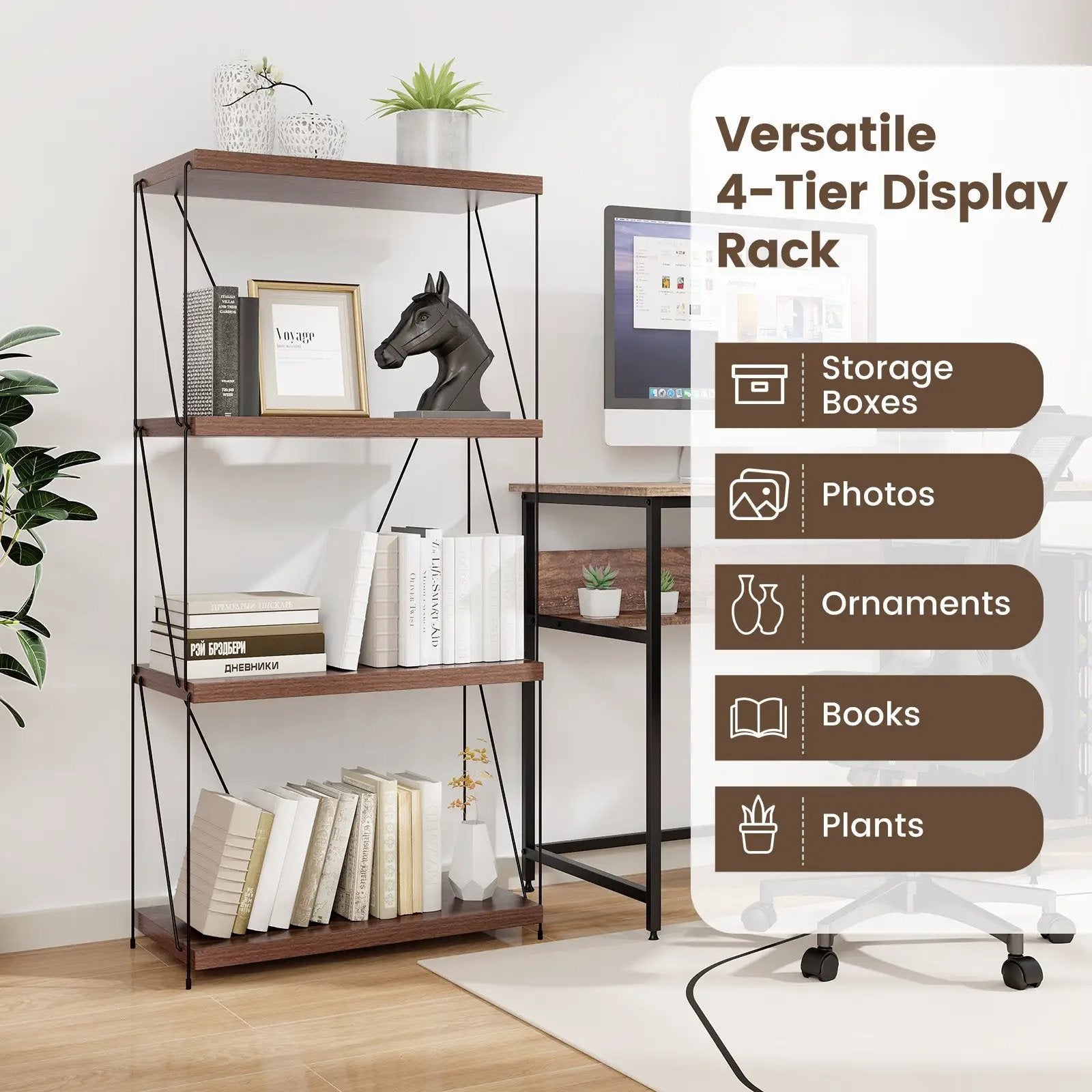 2/3/4/5-Tier Multipurpose Display Rack with Metal Frame-4-Tier by DirectDeals