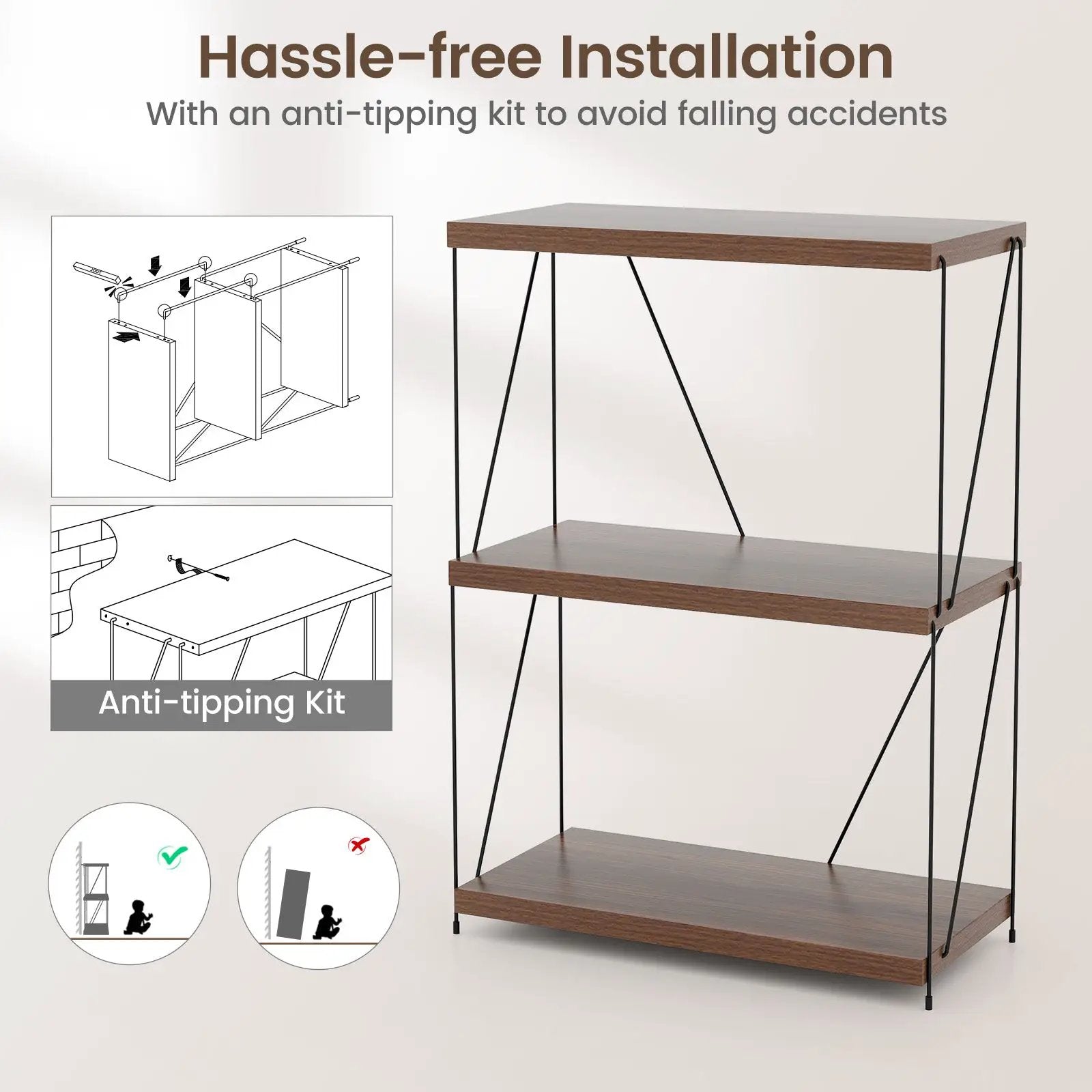 2/3/4/5-Tier Multipurpose Display Rack with Metal Frame-34 inches by DirectDeals