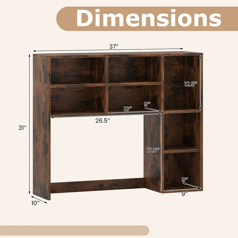 Desktop Bookshelf with 7 Open Cubbies and 3 Adjustable Shelves by DirectDeals