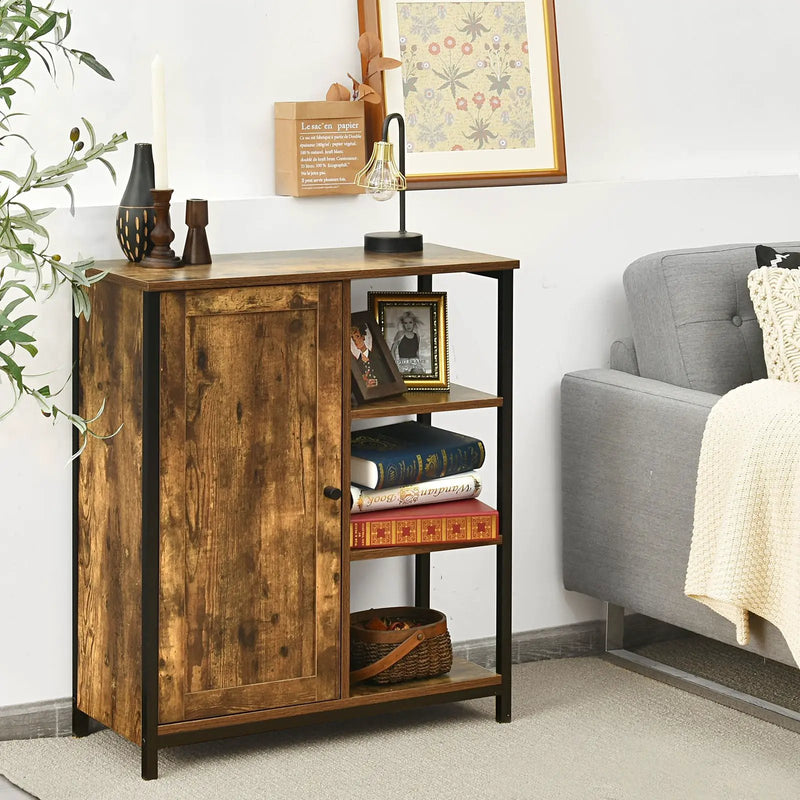 Multipurpose Freestanding Storage Cabinet with 3 Open Shelves and Doors by DirectDeals