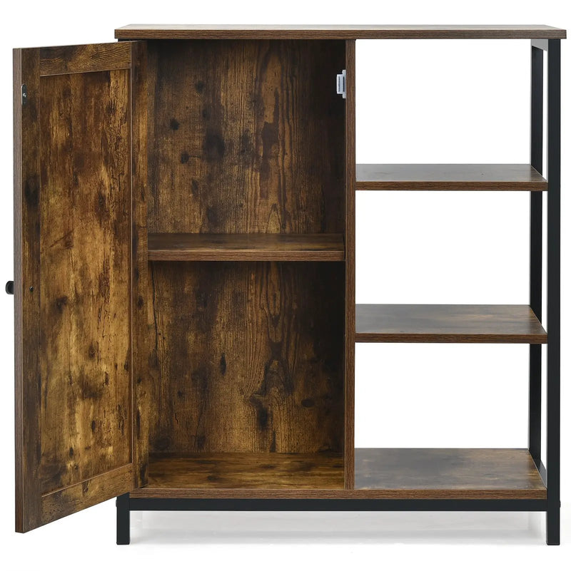 Multipurpose Freestanding Storage Cabinet with 3 Open Shelves and Doors by DirectDeals