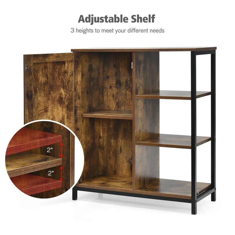Multipurpose Freestanding Storage Cabinet with 3 Open Shelves and Doors by DirectDeals