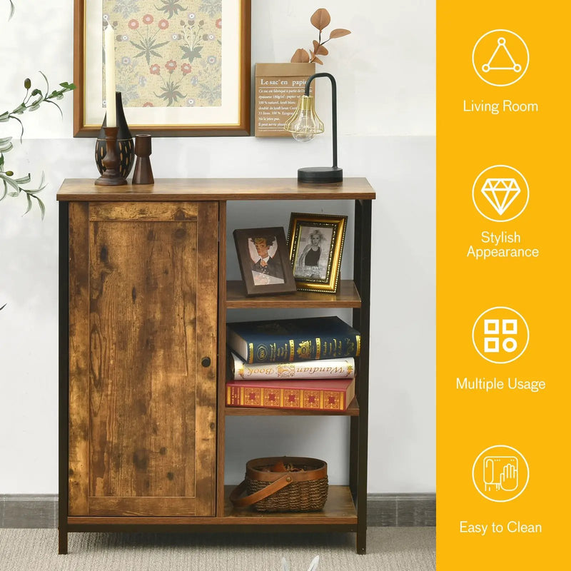 Multipurpose Freestanding Storage Cabinet with 3 Open Shelves and Doors by DirectDeals