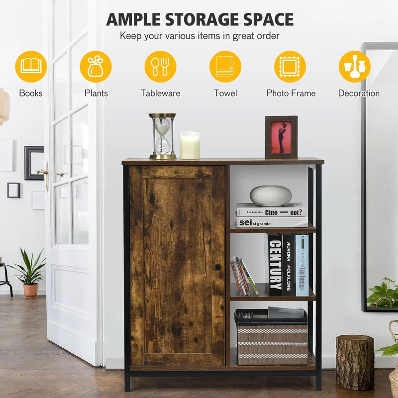 Multipurpose Freestanding Storage Cabinet with 3 Open Shelves and Doors by DirectDeals