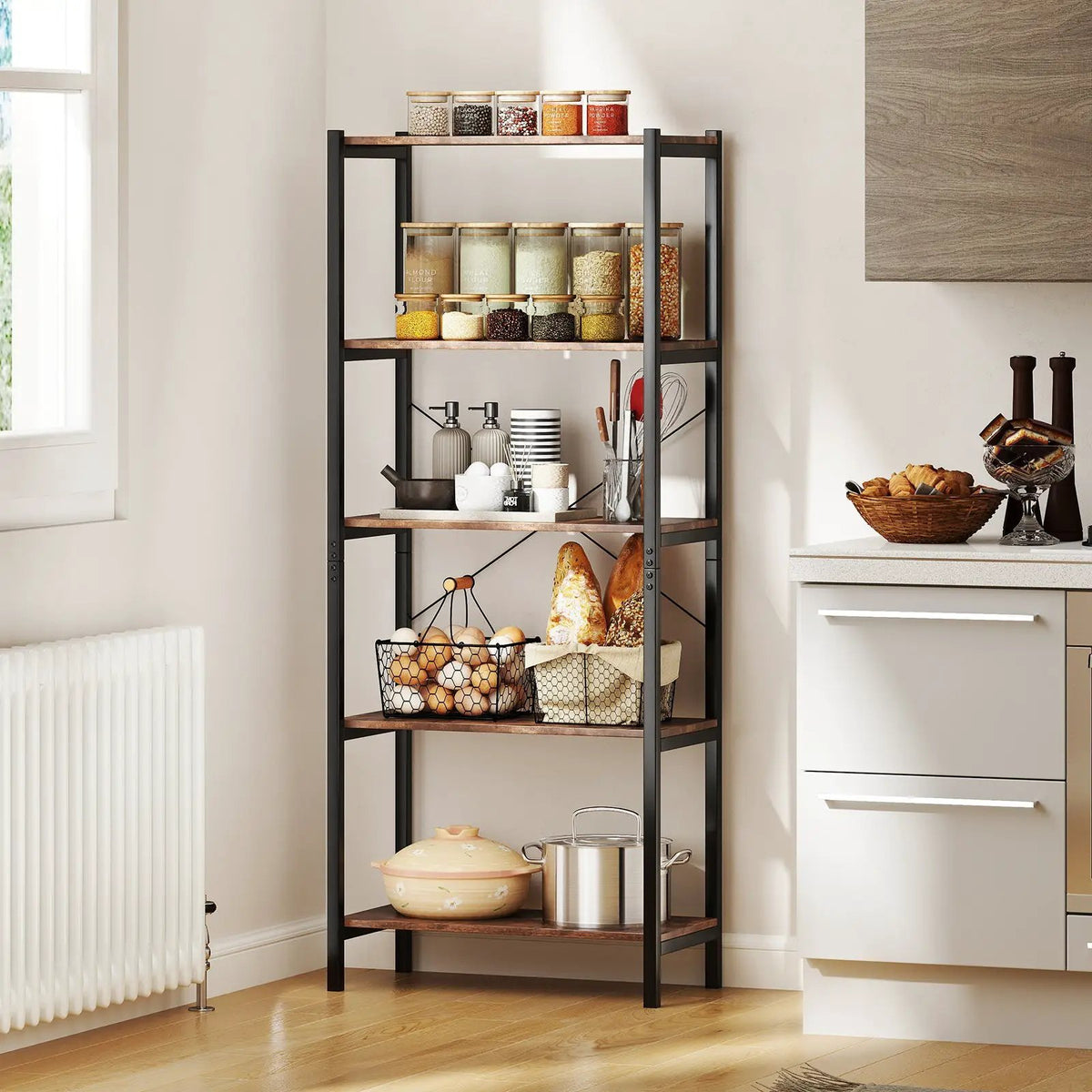 5-Tier Industrial Bookshelf Display Storage Rack with Metal Frame, photo 2 of 9