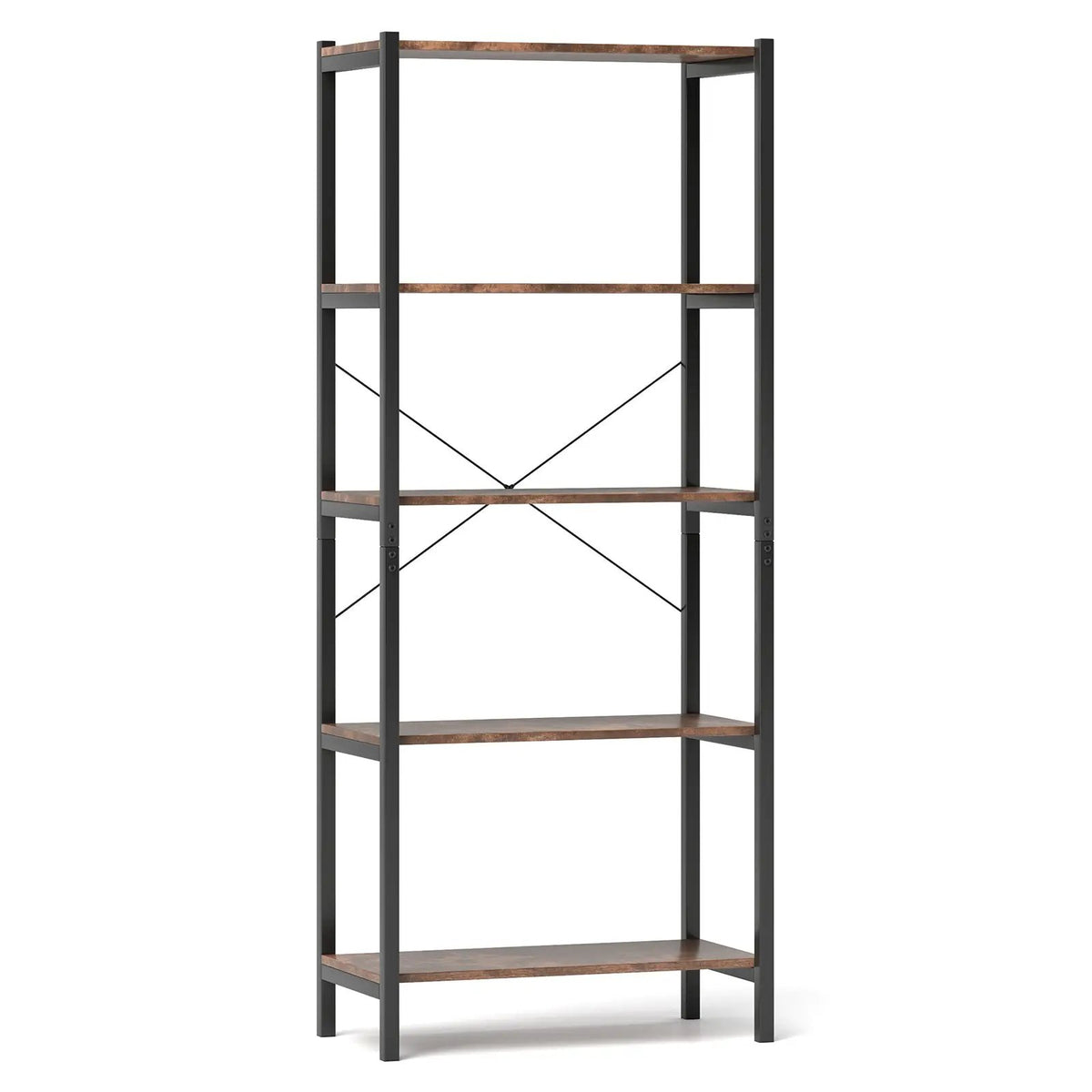 5-Tier Industrial Bookshelf Display Storage Rack with Metal Frame, photo 4 of 9