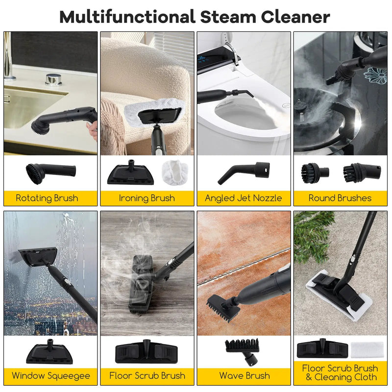 Multipurpose Steam Cleaner 1800W Portable Household Steamer with 61 oz Tank-Gray & White by DirectDeals