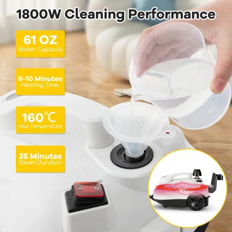 1800W Multipurpose Steam Cleaner with 61 oz Tank by DirectDeals