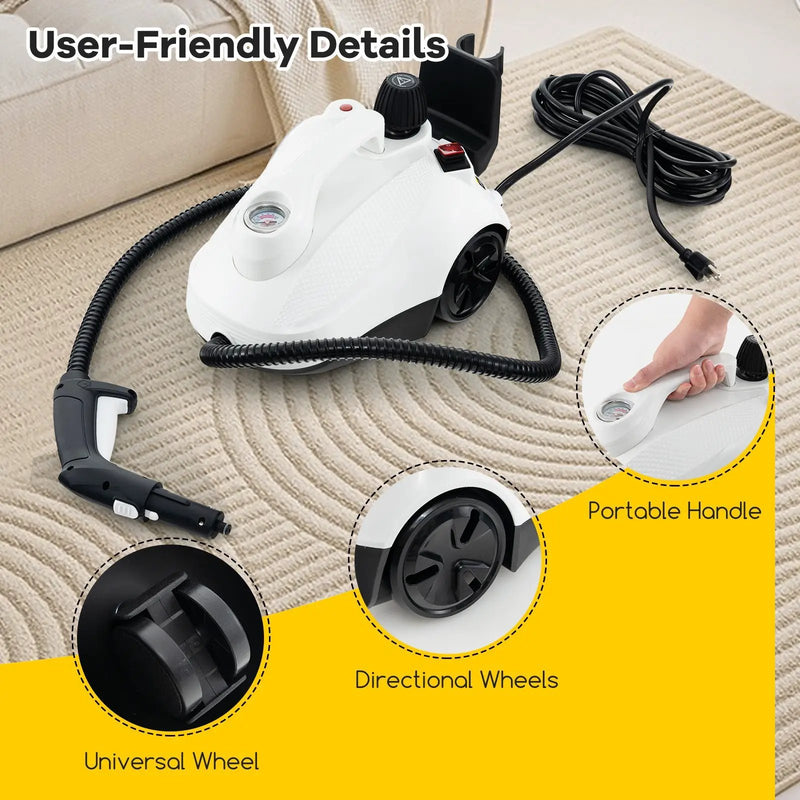 Multipurpose Steam Cleaner 1800W Portable Household Steamer with 61 oz Tank-Gray & White by DirectDeals