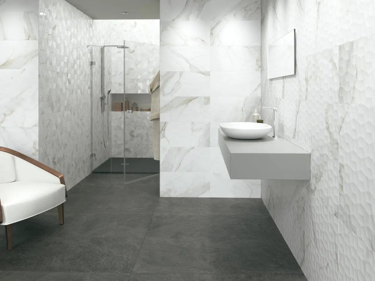Adella Viso Calacatta 12x24 Satin Matte Ceramic Mosaics by MSI Surfaces