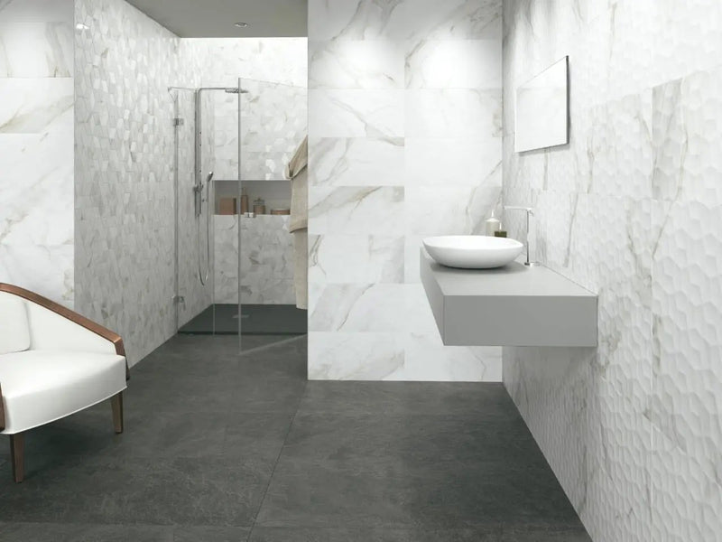 Adella Viso Calacatta 12x24 Satin Matte Ceramic Mosaics by MSI Surfaces