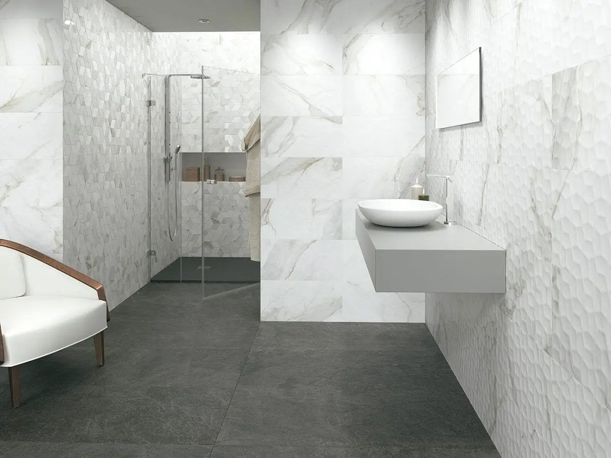 Adella Viso Calacatta 12x24 Satin Matte Ceramic Mosaics by MSI Surfaces