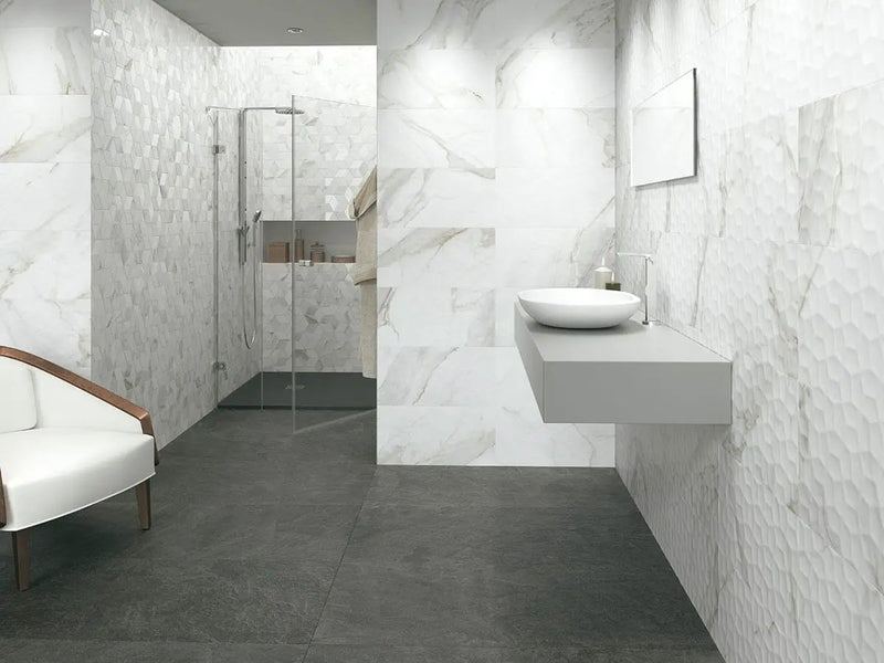 Adella Viso Calacatta 12x24 Satin Matte Ceramic Mosaics by MSI Surfaces