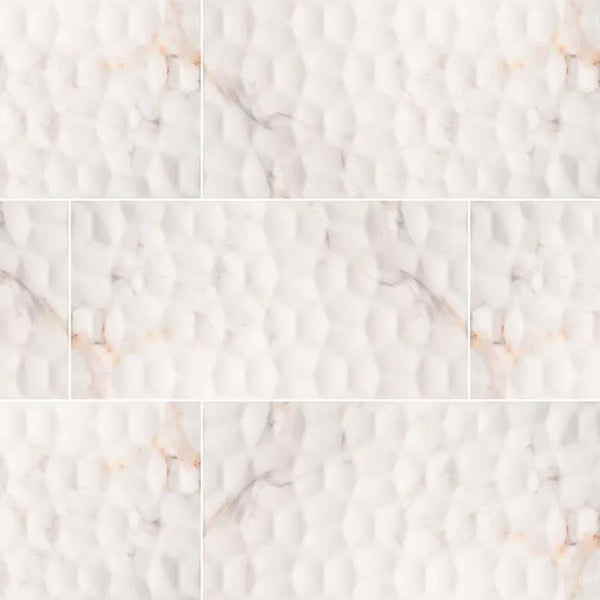 Adella Viso Calacatta 12x24 Satin Matte Ceramic Mosaics, photo 2 of 5