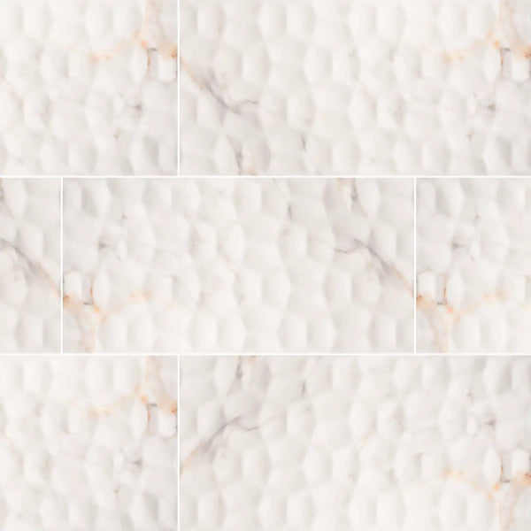 Adella Viso Calacatta 12x24 Satin Matte Ceramic Mosaics N