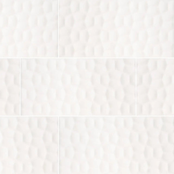 Adella Viso White 12x24 Satin Matte Ceramic Mosaics