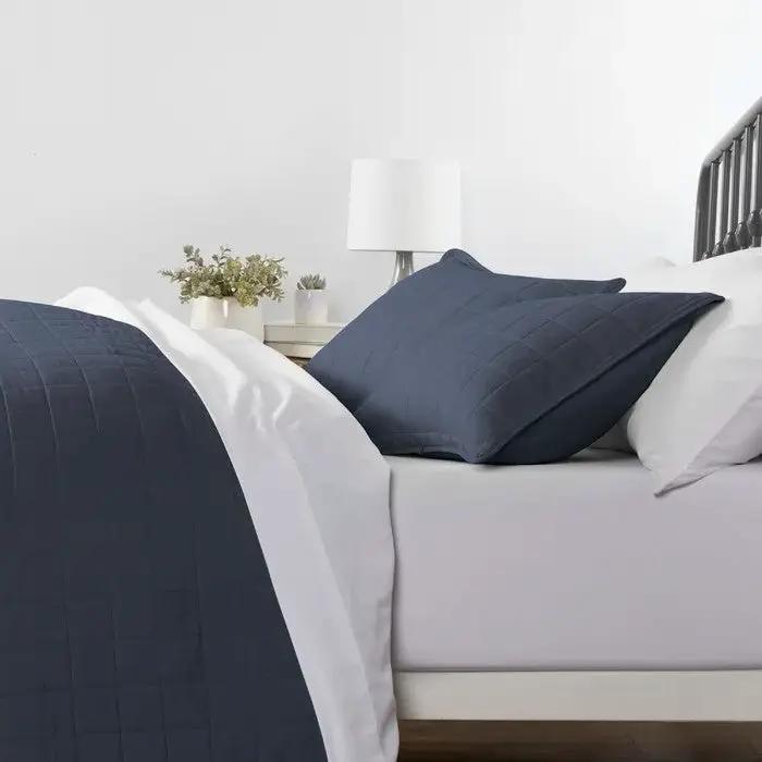 3 Piece Microfiber Farmhouse Coverlet Bedspread Set Navy, Full/Queen by HomePacific