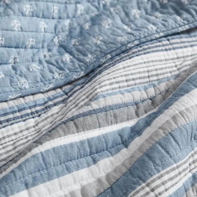 Full/Queen 3 Piece Nautical Anchor Blues 100-Percent Cotton Reversible Quilt Set by HomePacific