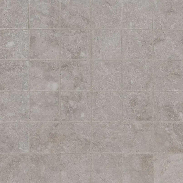 Essentials Ansello Grey Matte Travertine Look Ceramic Mosaics 2x2