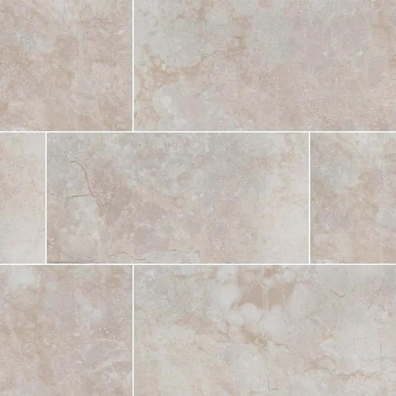 Essentials Ansello Ivory Matte Travertine Look Ceramic Tiles 12x24 close up