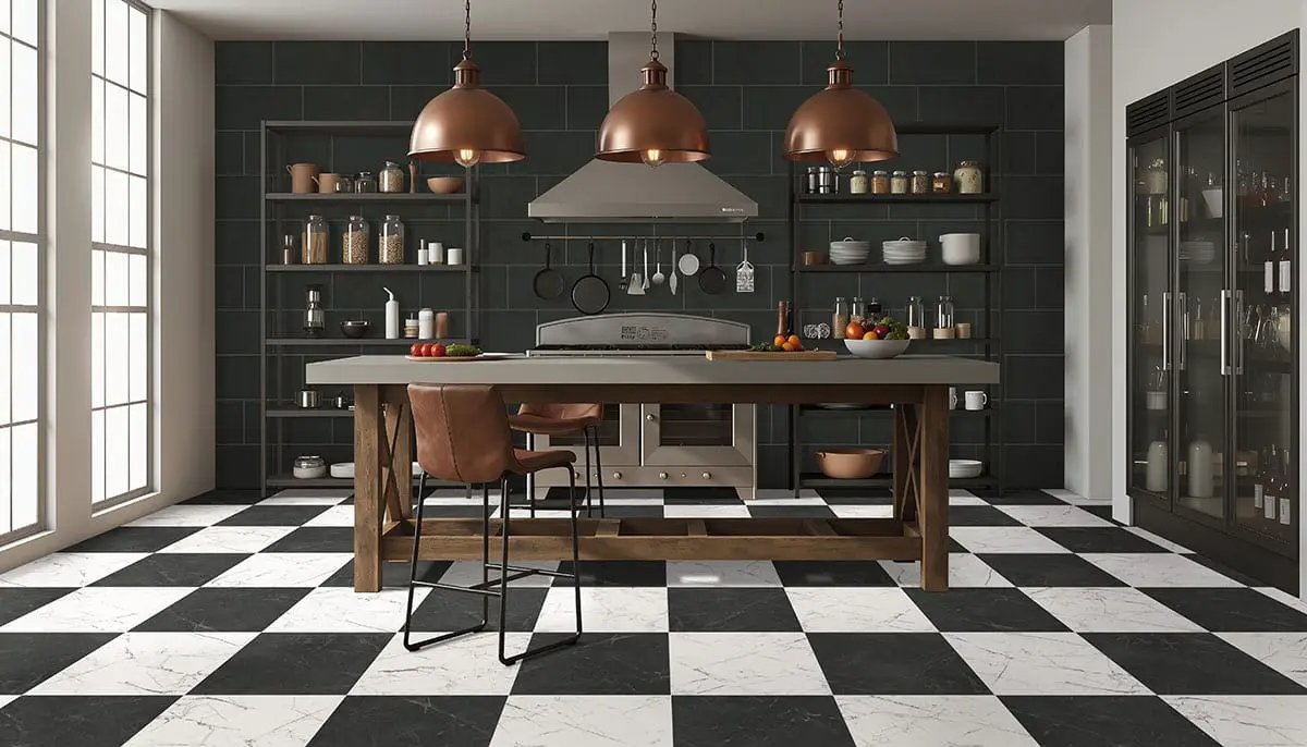 Architecta Graphite Matte Porcelain Tiles 24x24 in a finished room