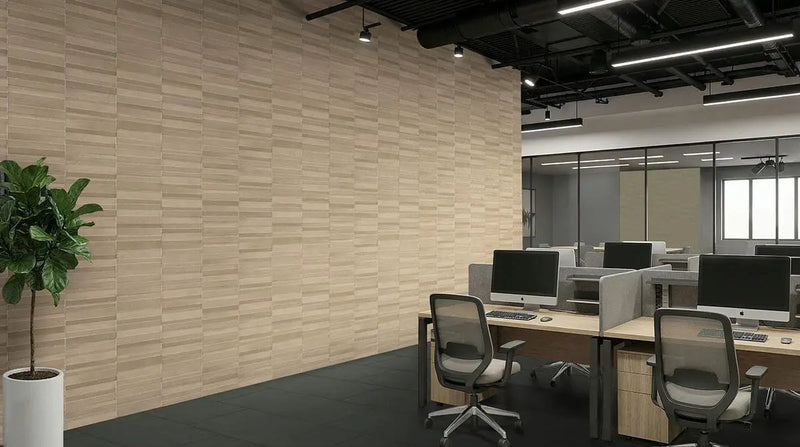 Architecta Graphite Matte Porcelain Tiles 24x48 in a finished room