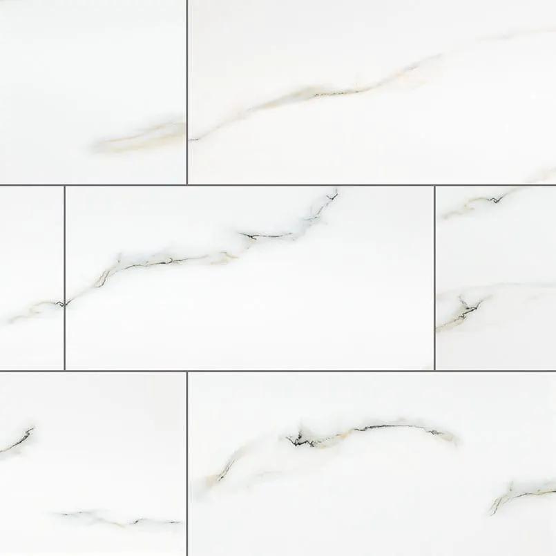 Aria Bianco Polished Marble Look Porcelain Tiles 12x24 close up