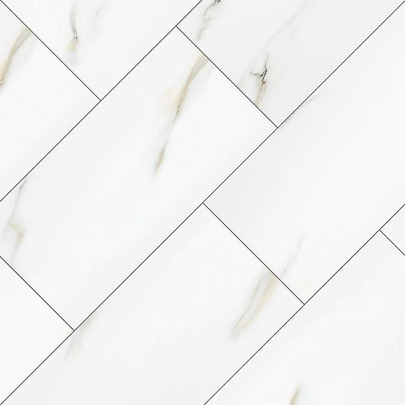 Aria Bianco Polished Marble Look Porcelain Mosaics 2x4 angled view