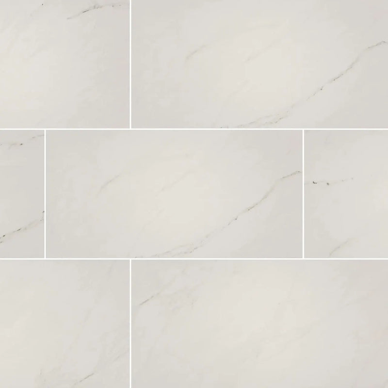 Aria Ice Polished Marble Look Porcelain Tiles 12x24 close up