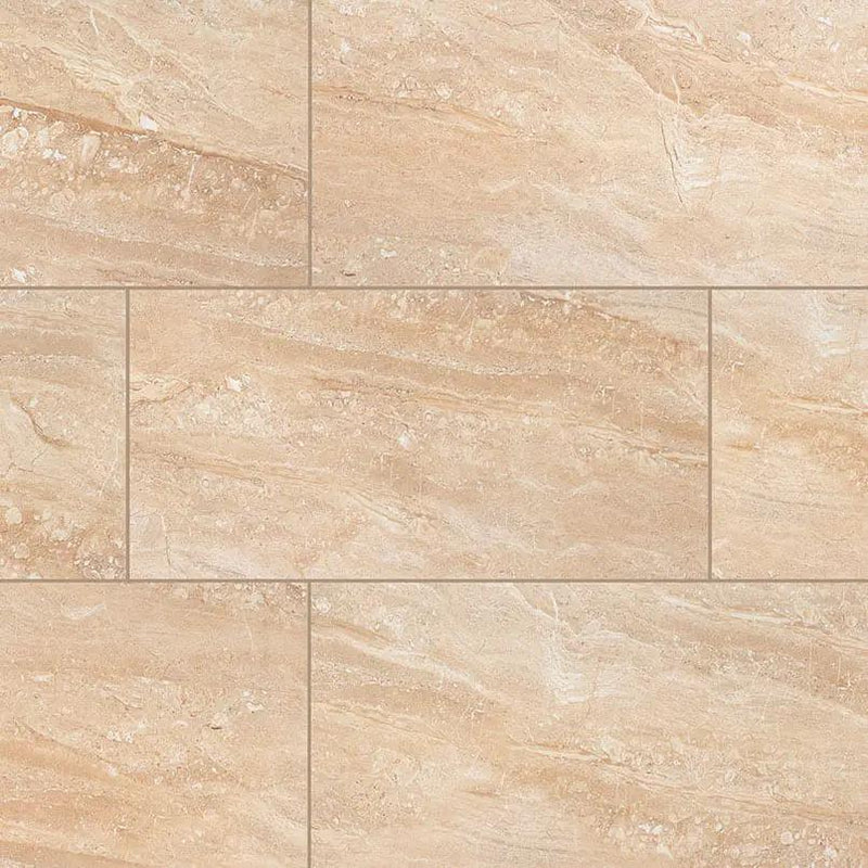 Aria Oro Polished Marble Look Porcelain Tiles 12x24 close up