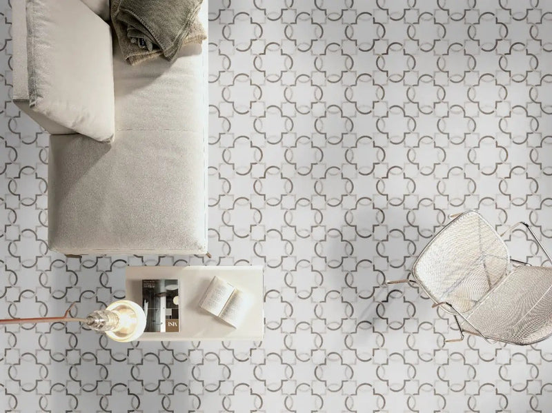 Aria Oro Polished Marble Look Porcelain Tiles 12x24 in a finished room