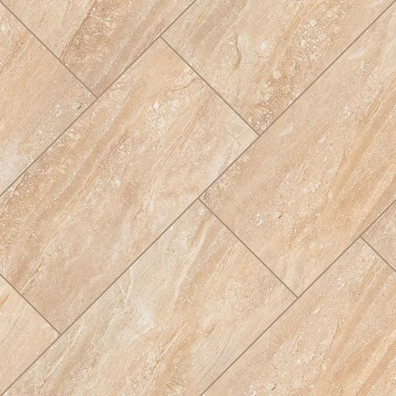 Aria Oro Polished Marble Look Porcelain Tiles 24x24 angled view