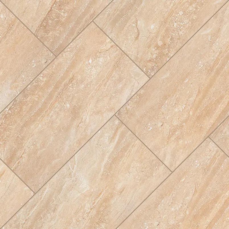 Aria Oro Polished Marble Look Porcelain Tiles 24x48 angled view