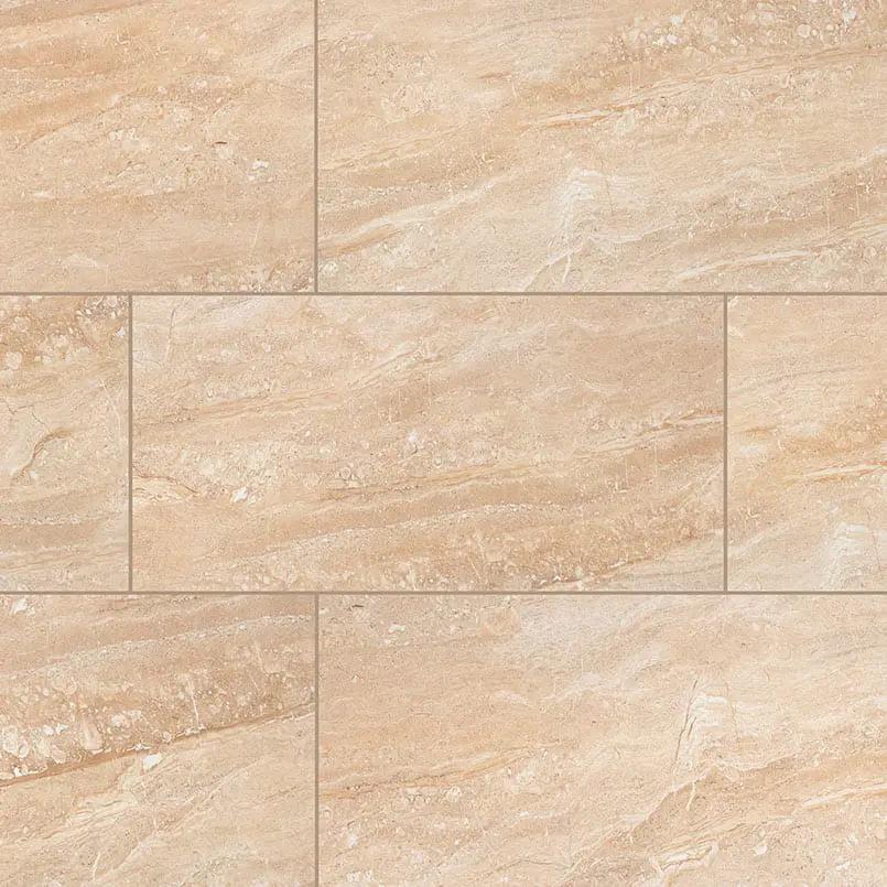 Aria Oro Polished Marble Look Porcelain Tiles 24x48 close up