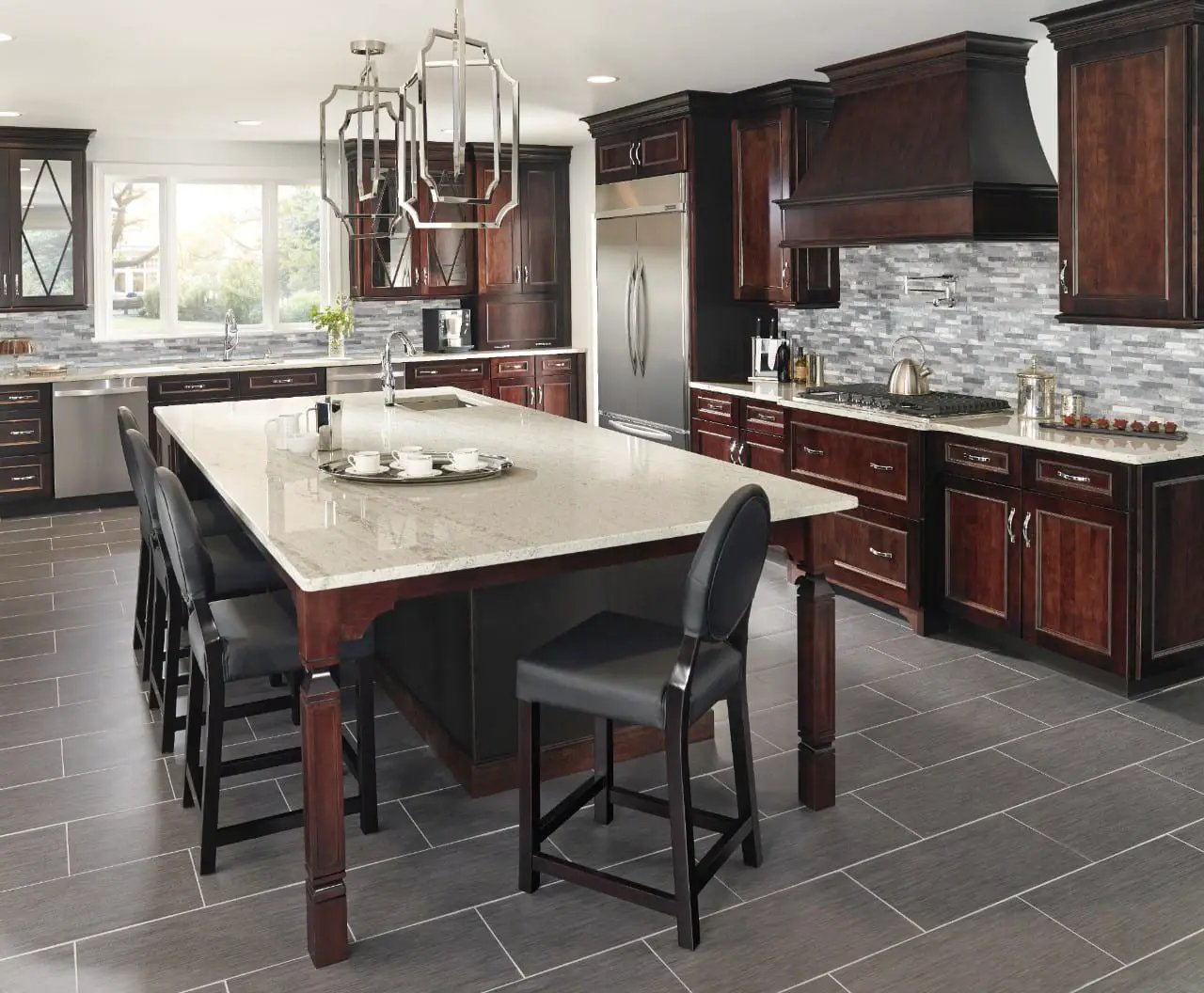Aspenwood Amber Matte Porcelain Tiles 9x48 in a finished room