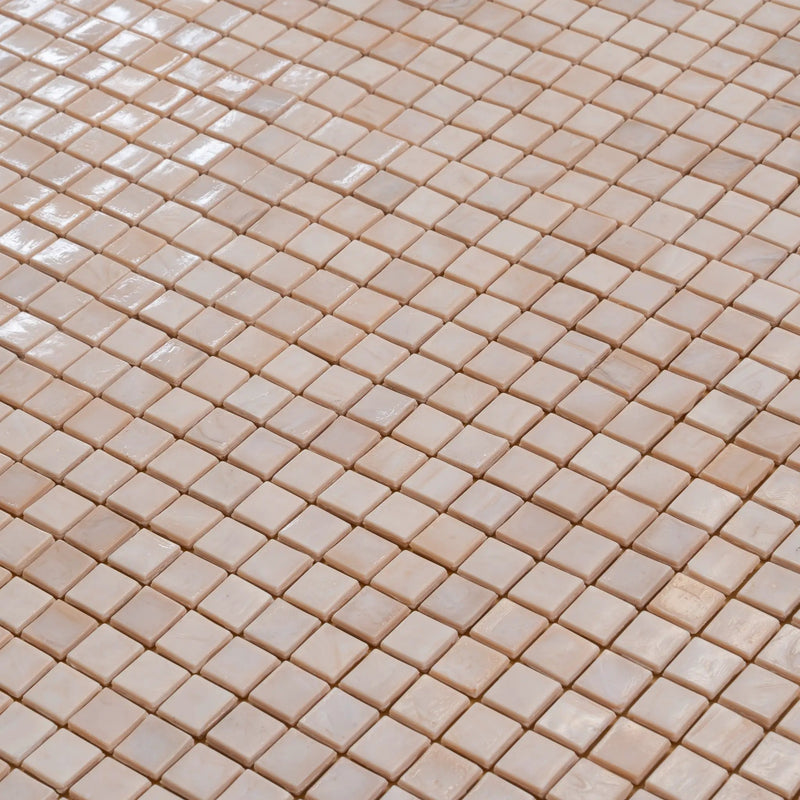 Shimmer Beige 12x12 Glossy Uniform Square Glass Mosaic Tile (20 pack, 18.69 sq ft/case) by Apollo Tile