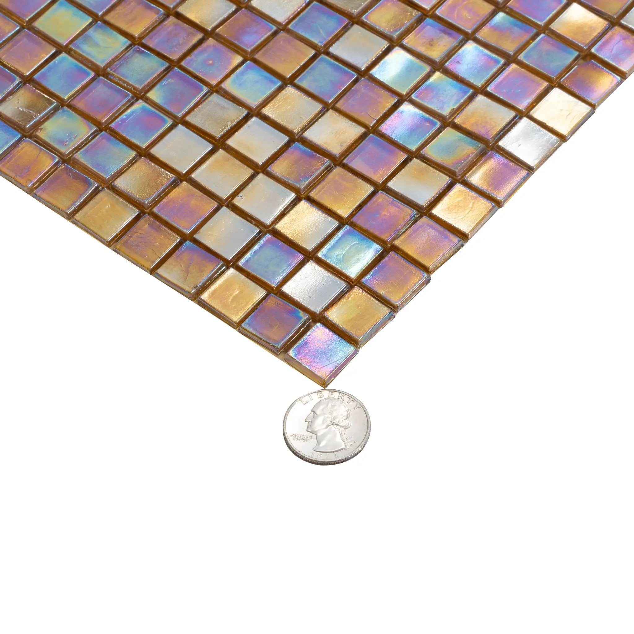 Gold Beige 12x12 Glossy Uniform Square Glass Mosaic Tile (20 pack, 18.69 sq ft/case) by Apollo Tile