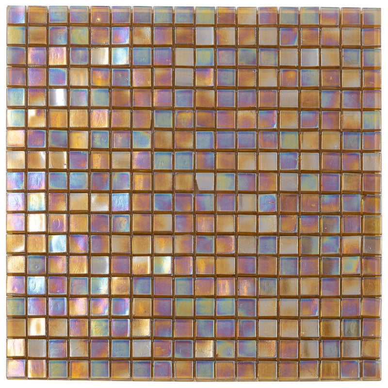 Gold Beige 12x12 Glossy Uniform Square Glass Mosaic Tile (20 pack, 18.69 sq ft/case) by Apollo Tile