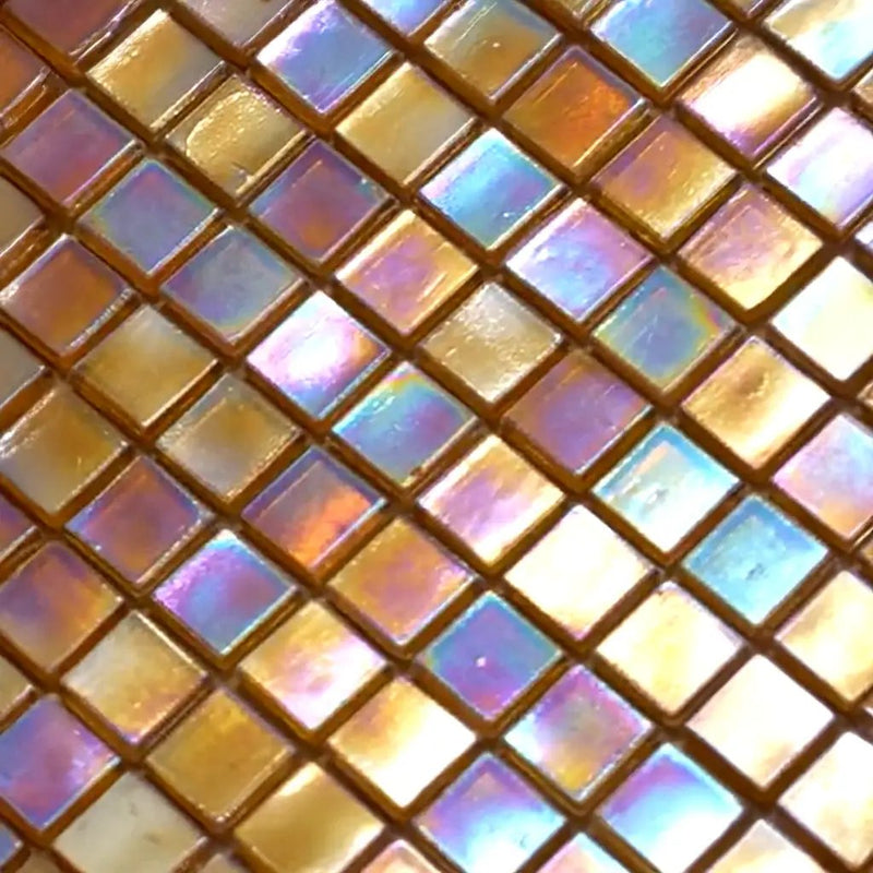 Gold Beige 12x12 Glossy Uniform Square Glass Mosaic Tile (20 pack, 18.69 sq ft/case) by Apollo Tile