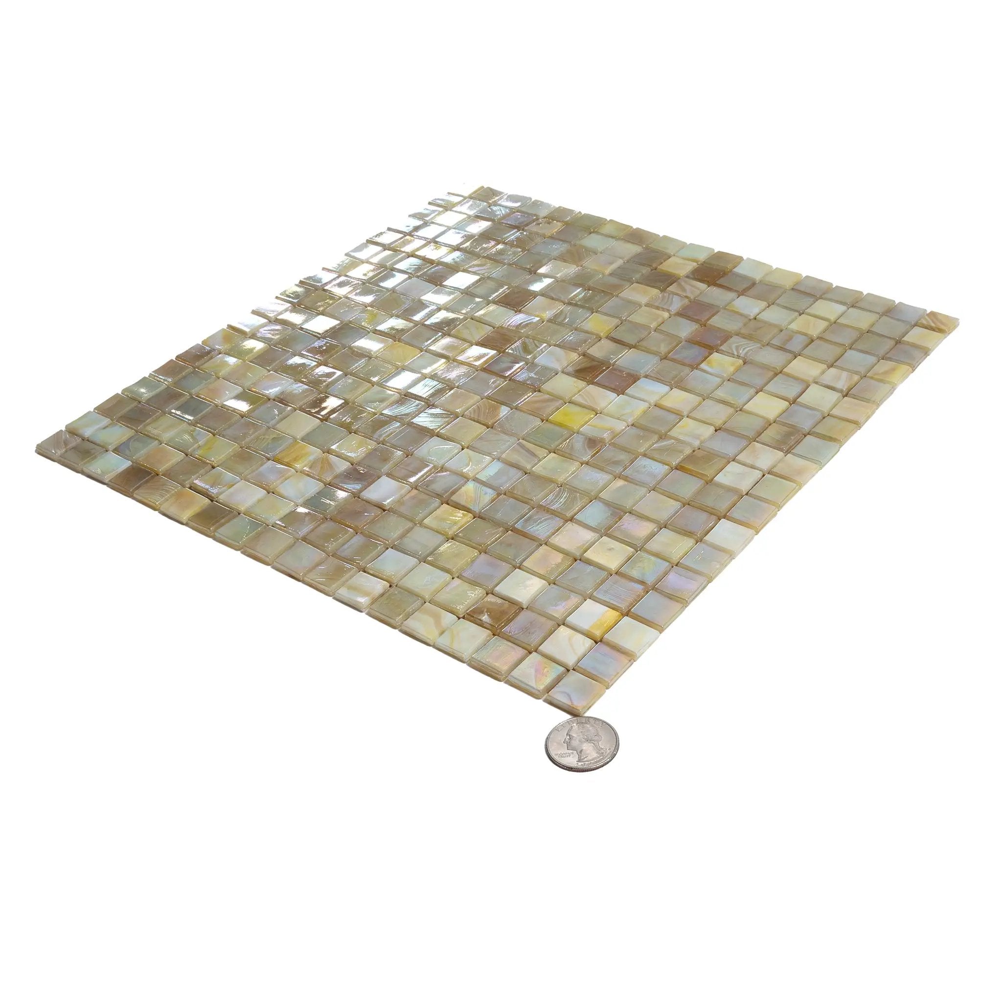 Bisque Beige 12x12 Glossy Uniform Square Glass Mosaic Tile (20 pack, 18.69 sq ft/case) by Apollo Tile