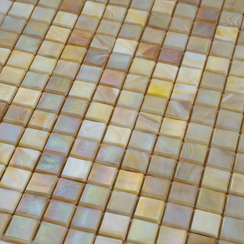 Bisque Beige 12x12 Glossy Uniform Square Glass Mosaic Tile (20 pack, 18.69 sq ft/case) by Apollo Tile