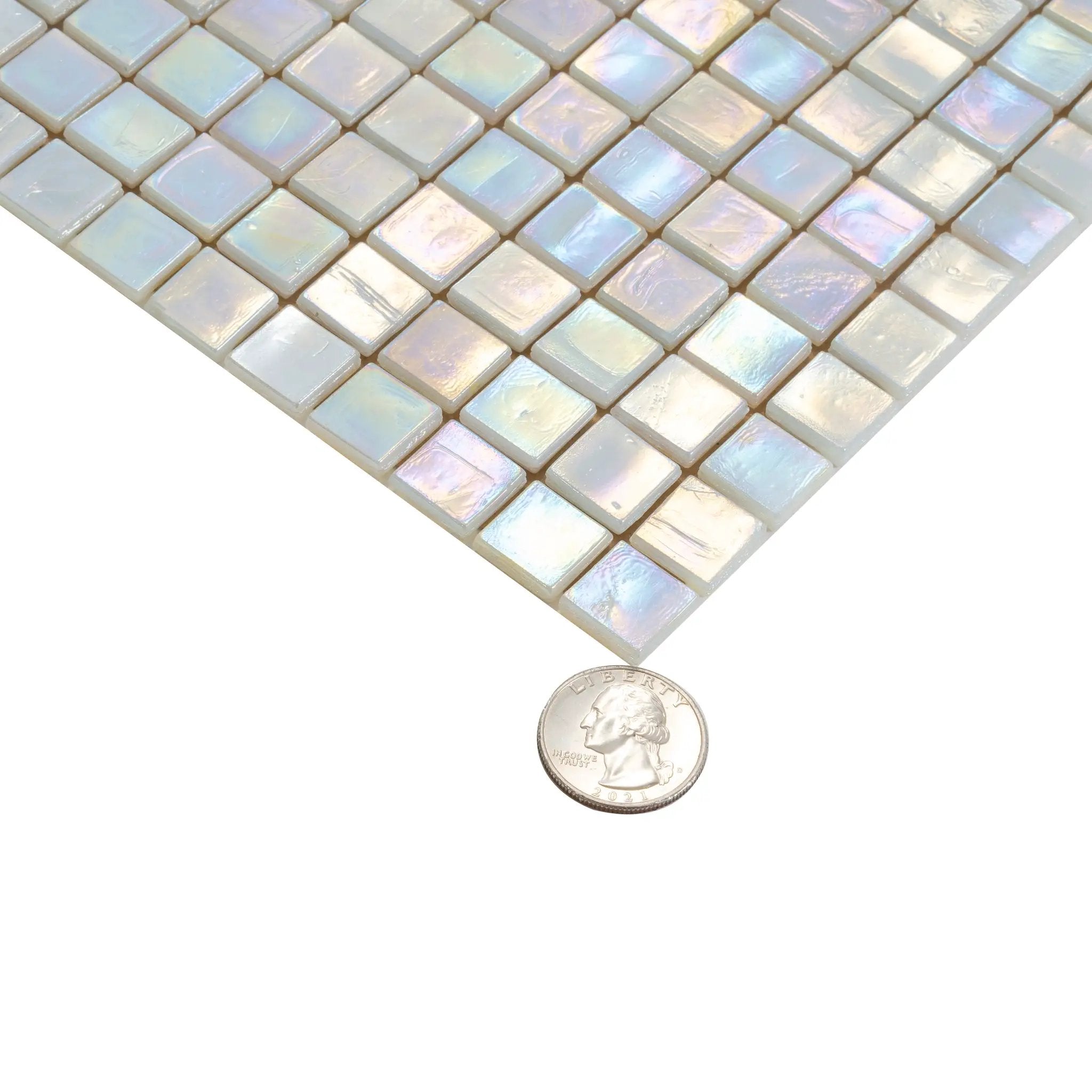 Light Beige 12x12 Glossy Uniform Square Glass Mosaic Tile (20 pack, 18.69 sq ft/case) by Apollo Tile