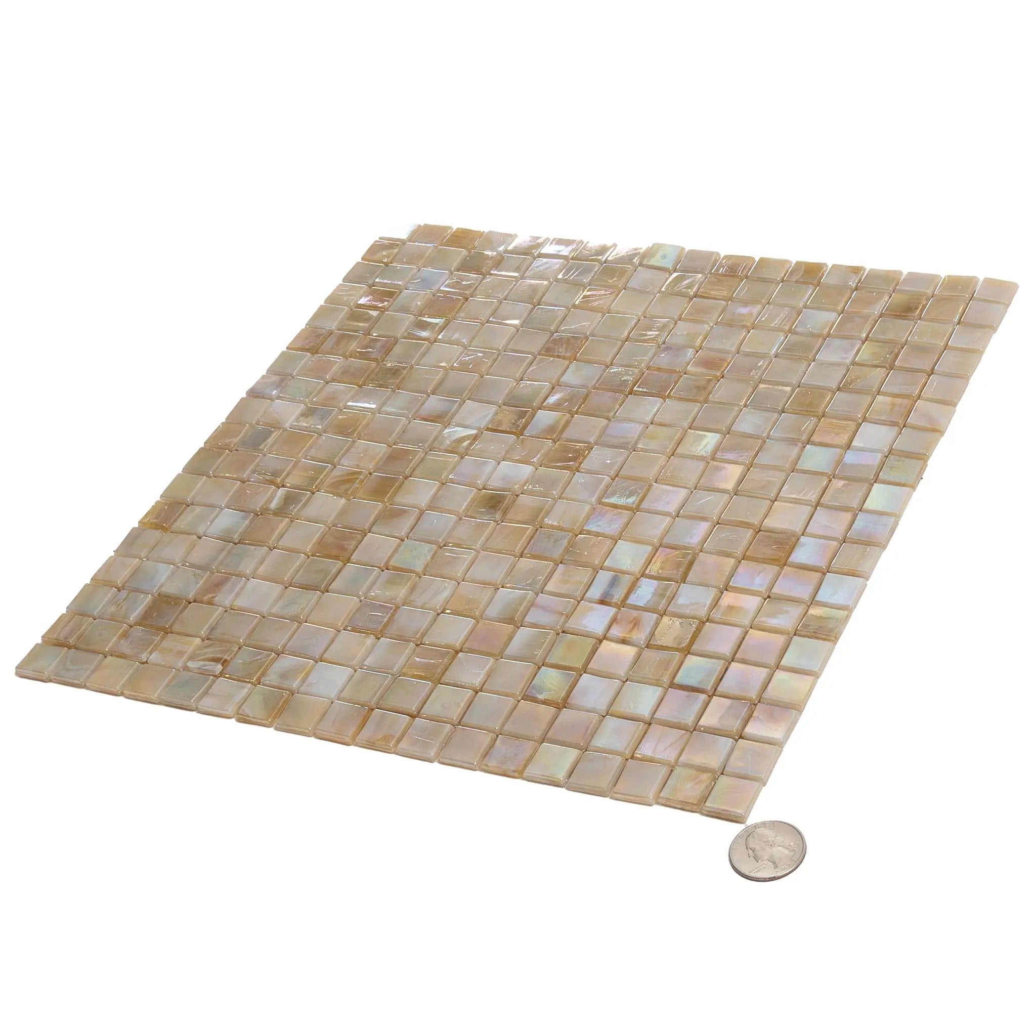 Caramel Beige 12x12 Glossy Uniform Square Glass Mosaic Tile (20 pack, 18.69 sq ft/case) by Apollo Tile