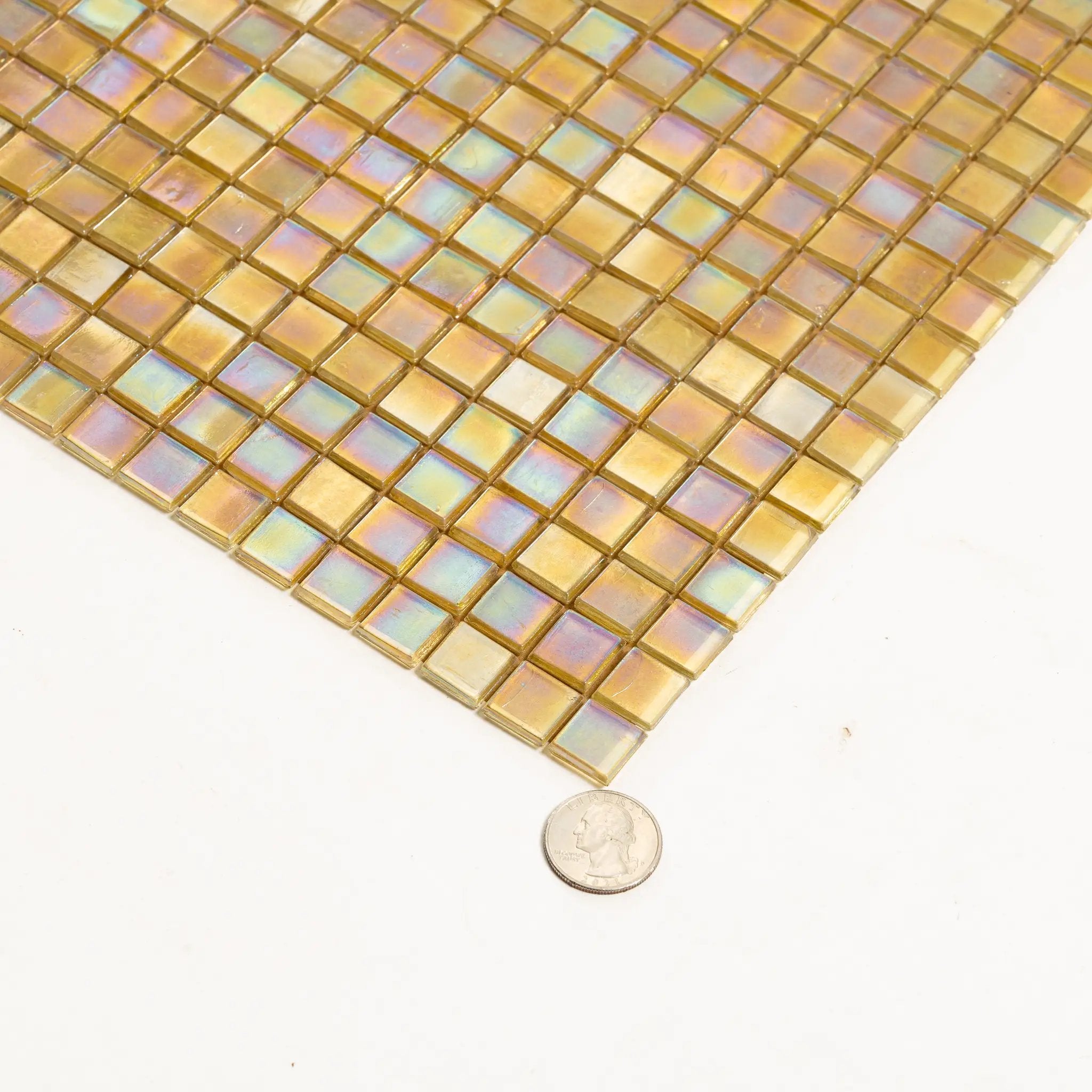 Light Shimmer Beige 12x12 Glossy Uniform Square Glass Mosaic Tile (20 pack, 18.69 sq ft/case) by Apollo Tile