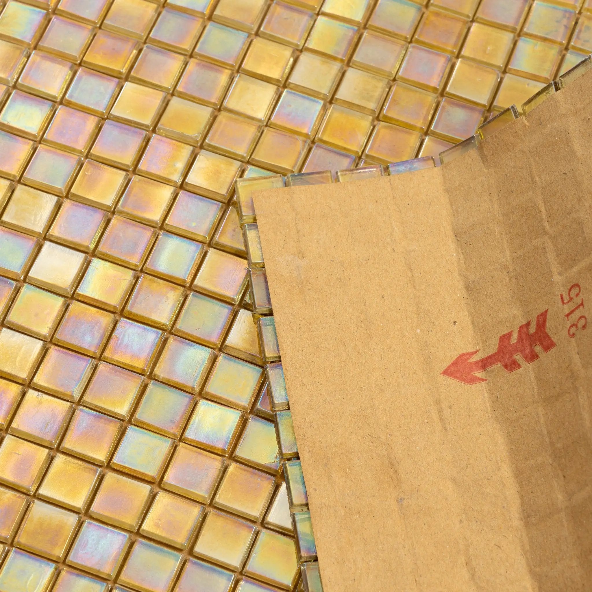 Light Shimmer Beige 12x12 Glossy Uniform Square Glass Mosaic Tile (20 pack, 18.69 sq ft/case) by Apollo Tile