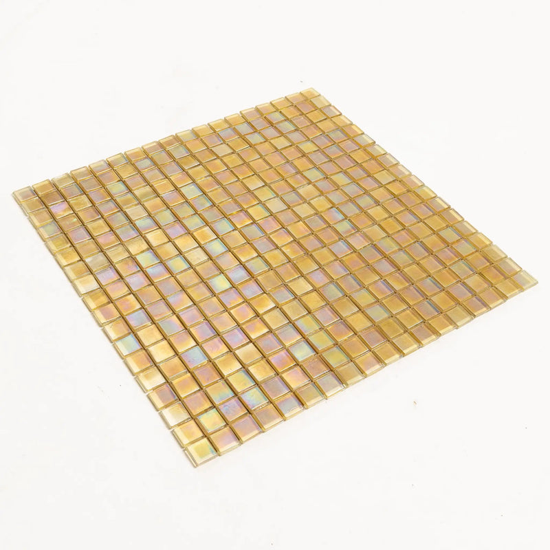 Light Shimmer Beige 12x12 Glossy Uniform Square Glass Mosaic Tile (20 pack, 18.69 sq ft/case) by Apollo Tile