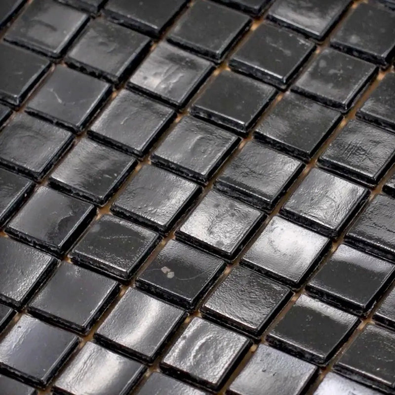 Rich Black 12x12 Glossy Uniform Square Glass Mosaic Tile (20 pack, 18.69 sq ft/case) by Apollo Tile