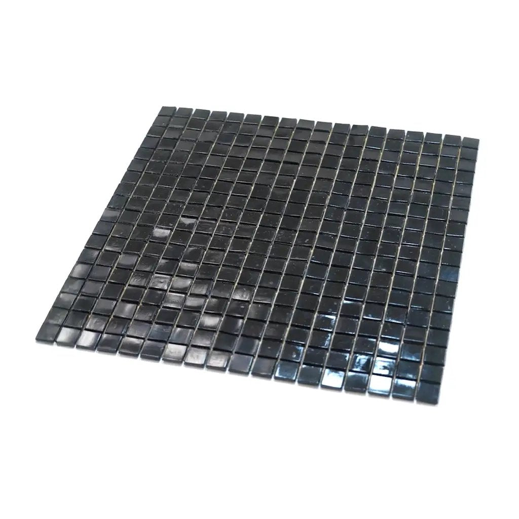 Rich Black 12x12 Glossy Uniform Square Glass Mosaic Tile (20 pack, 18.69 sq ft/case) by Apollo Tile